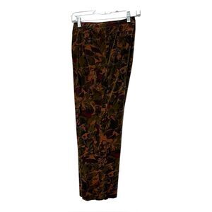 Bushwacker Golden Tan Floral Cotton-Blend Pants with Button/Zip Closure Size 14